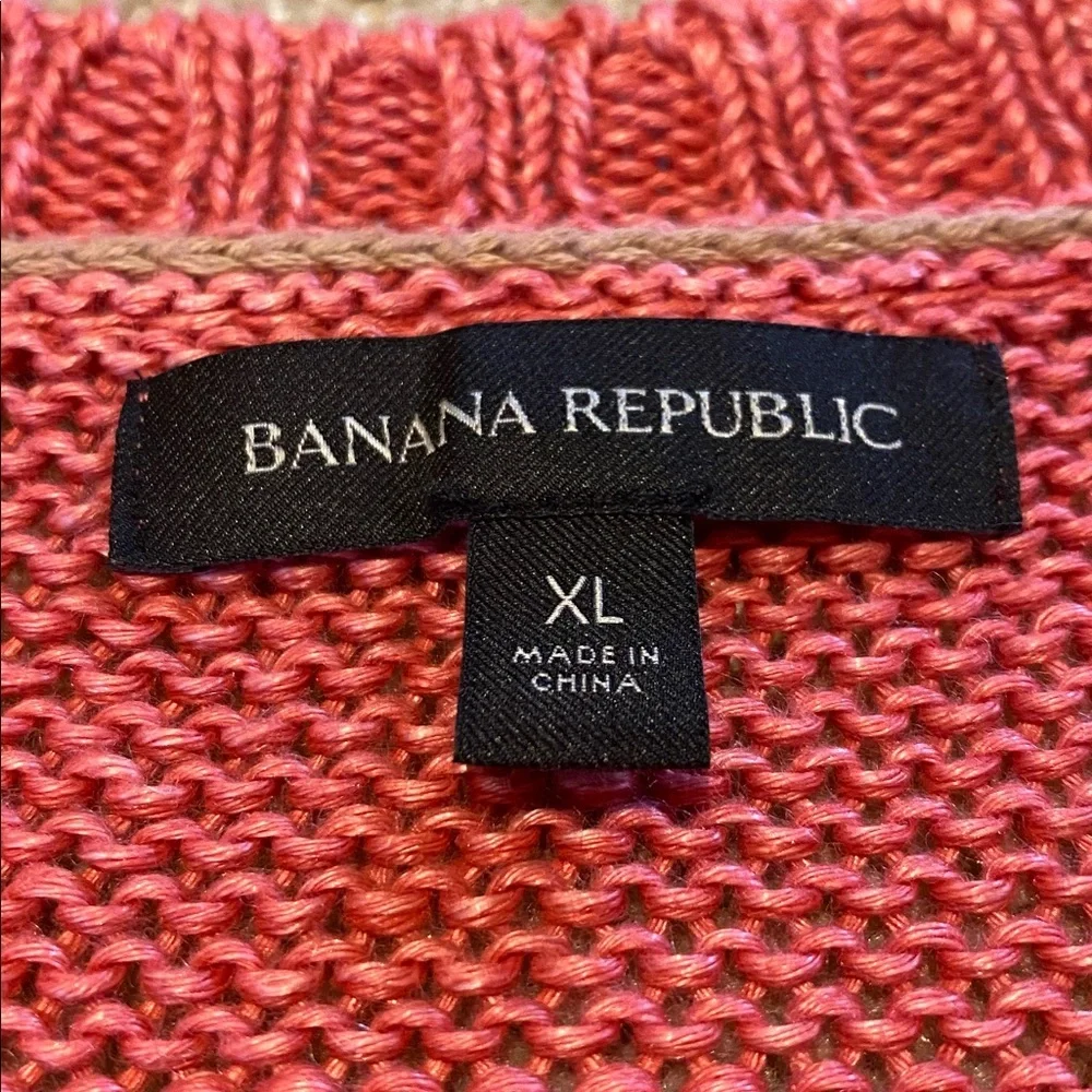 Banana Republic Inland 3 Gauge Linen Heavy Sweater Pacific Pink Size XL SU22
